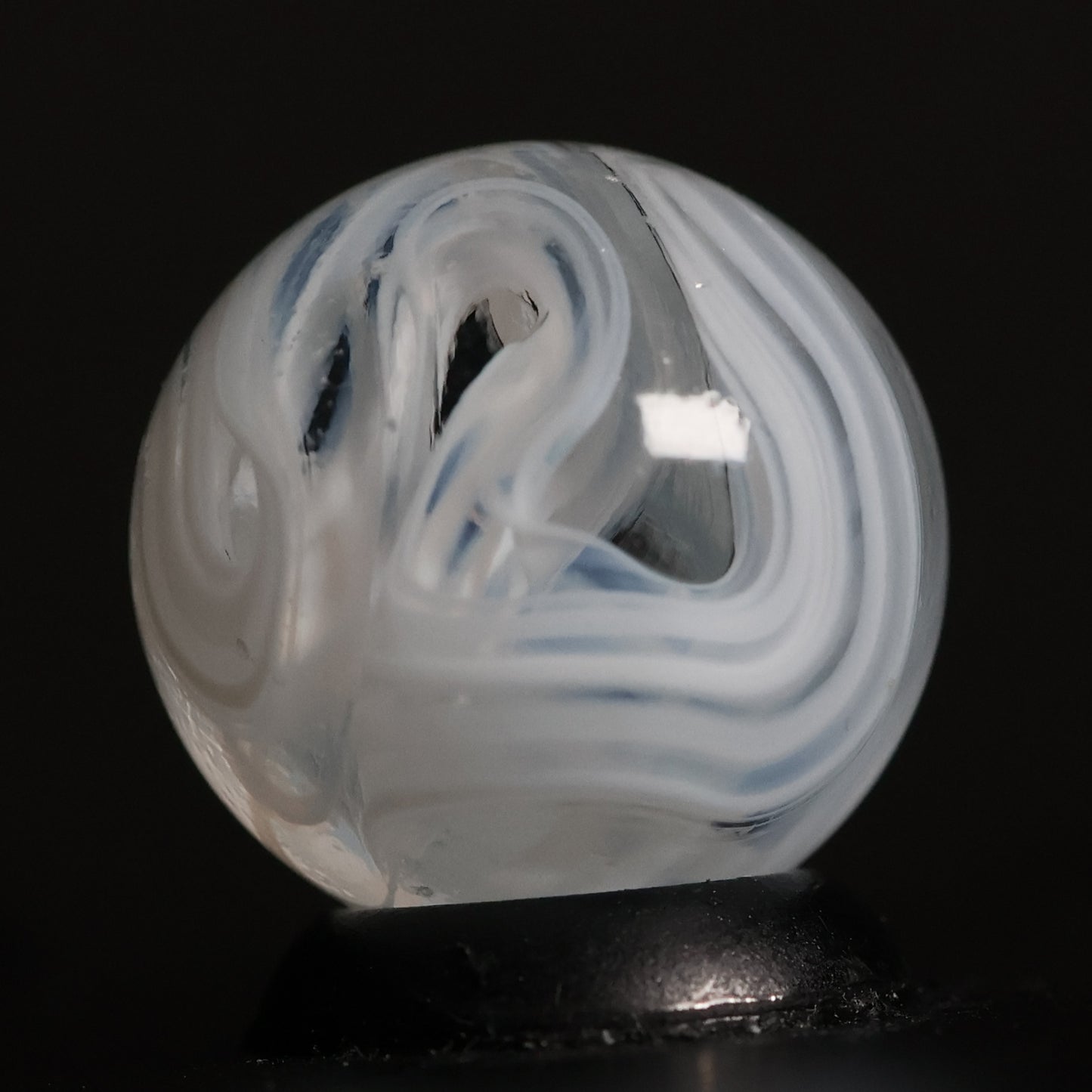 5/8" Swirl or Slag? Marble Clear & white NM+
