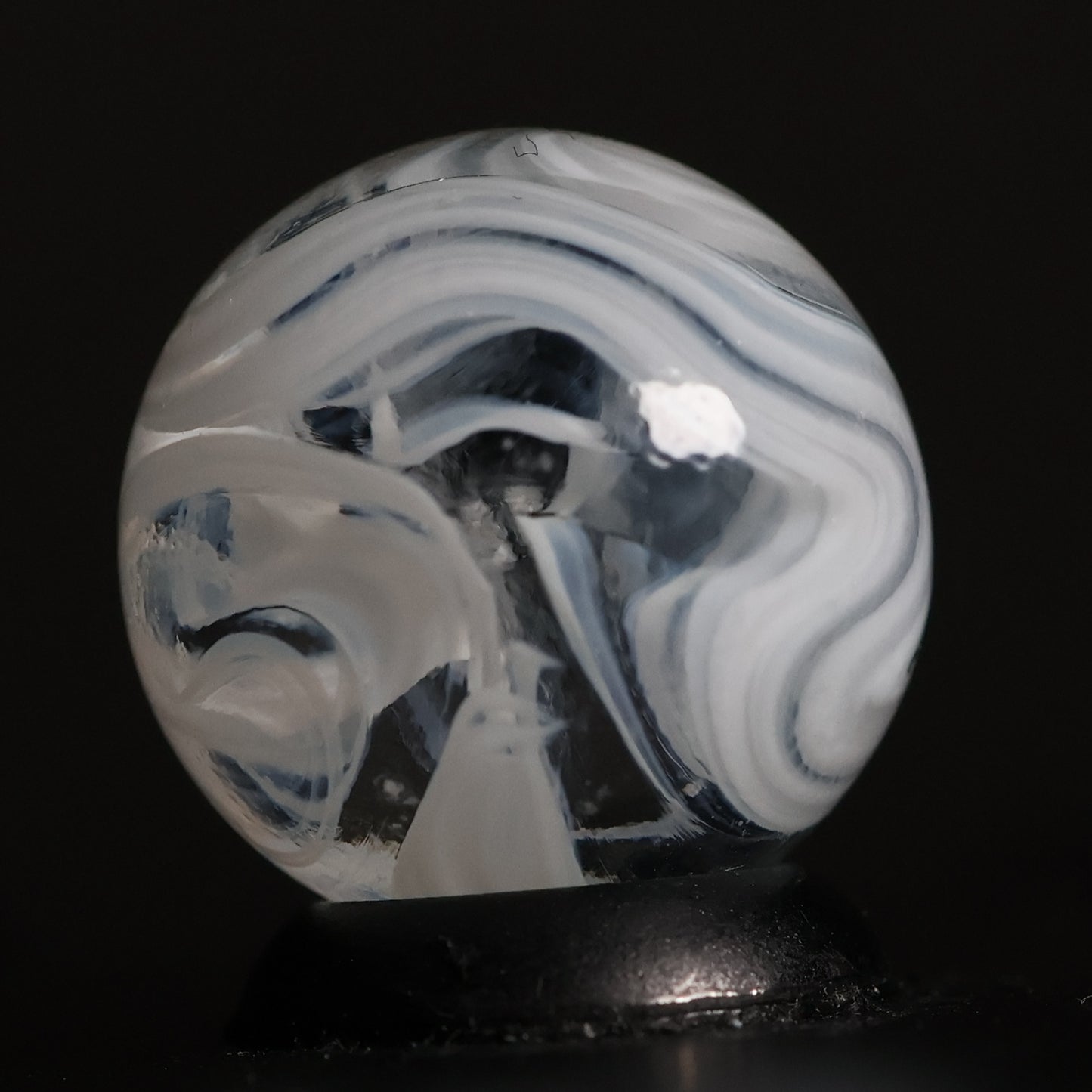 5/8" Swirl or Slag? Marble Clear & white NM+