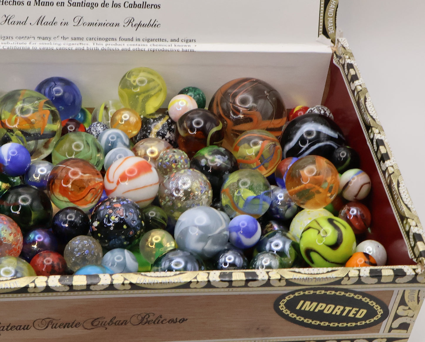 5lb Cigar Box full of all Vacor de Mexico Marbles - variety NM-M
