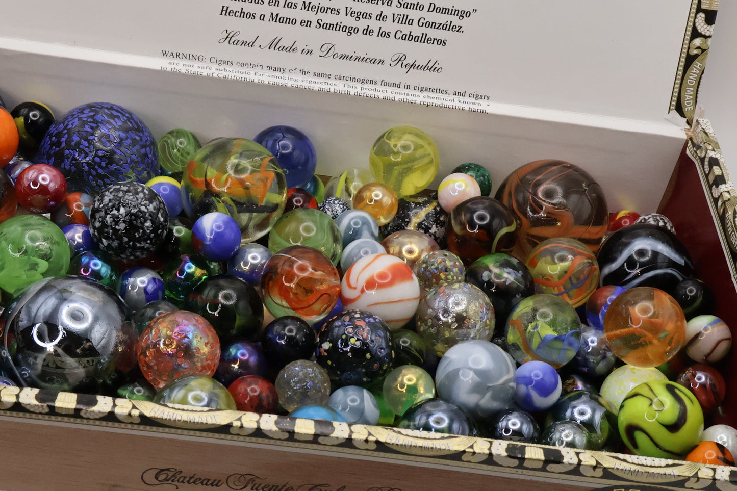 5lb Cigar Box full of all Vacor de Mexico Marbles - variety NM-M