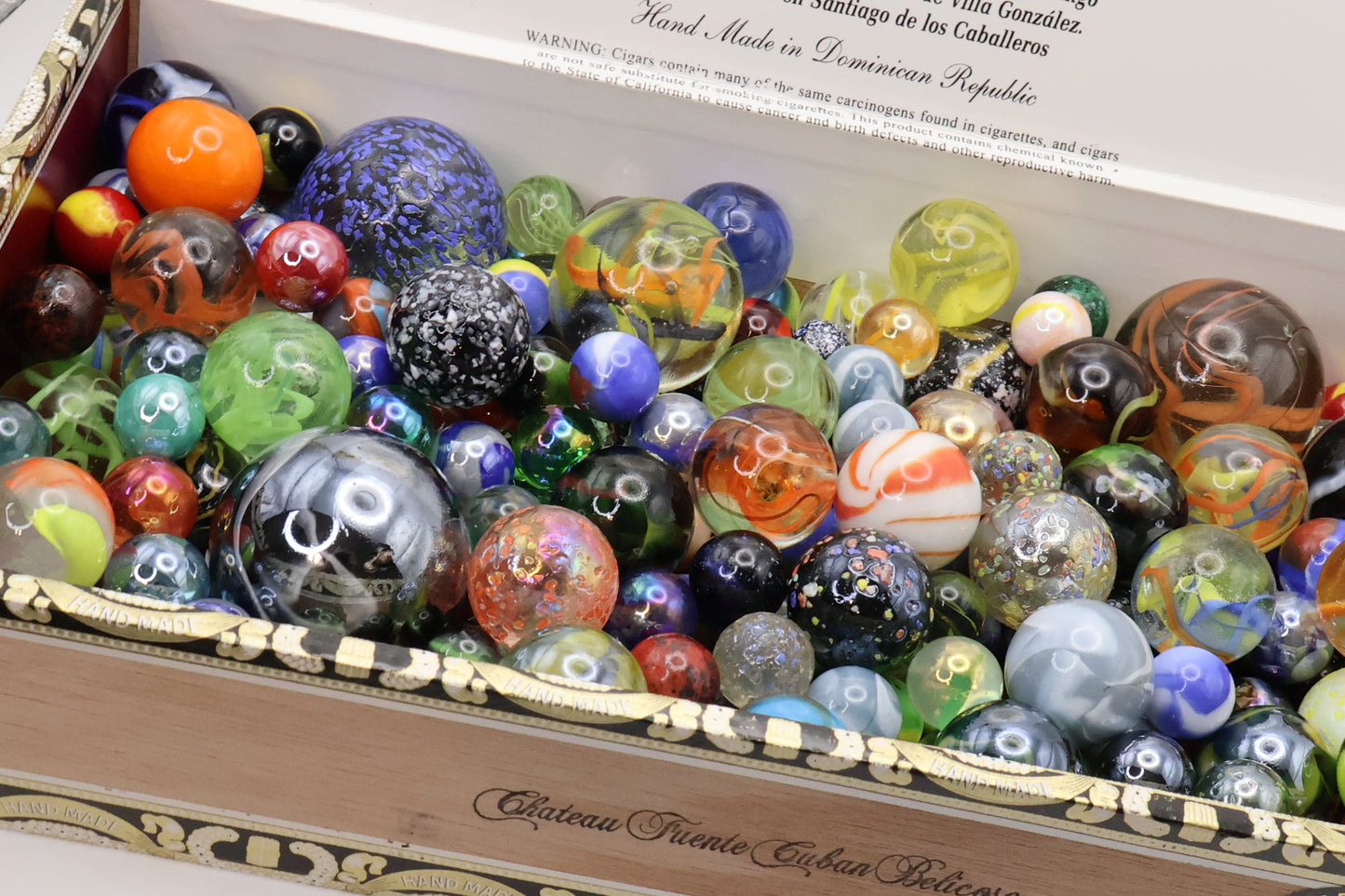 5lb Cigar Box full of all Vacor de Mexico Marbles - variety NM-M