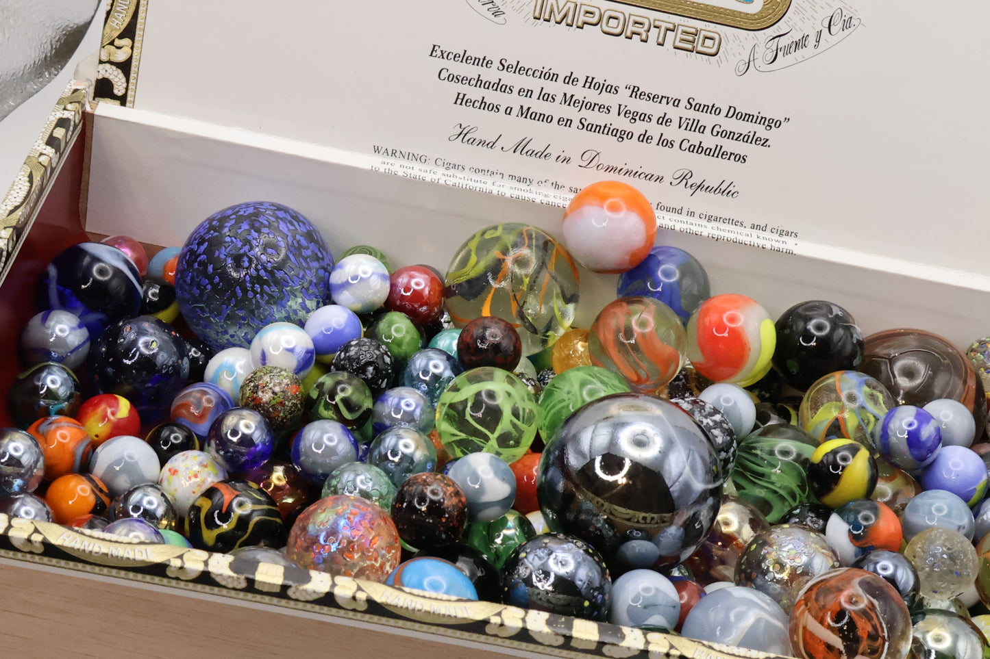 5lb Cigar Box full of all Vacor de Mexico Marbles - variety NM-M