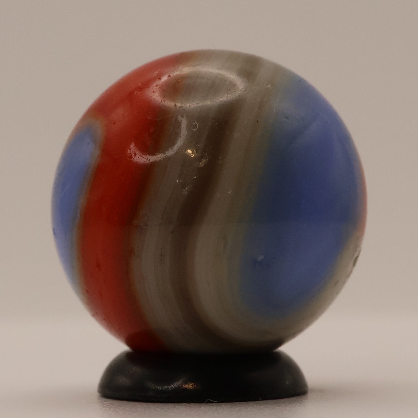 3/4" Akro Agate Marble Special Corkscrew, Red, Blue, Tan NM
