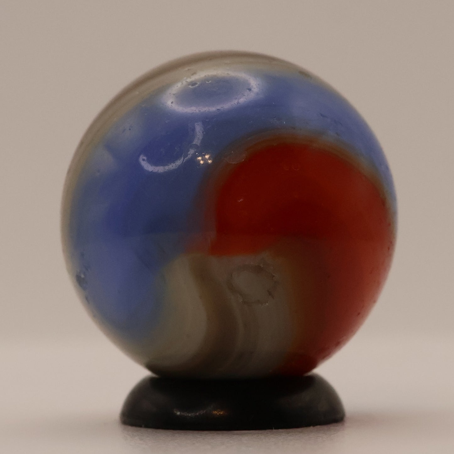 3/4" Akro Agate Marble Special Corkscrew, Red, Blue, Tan NM