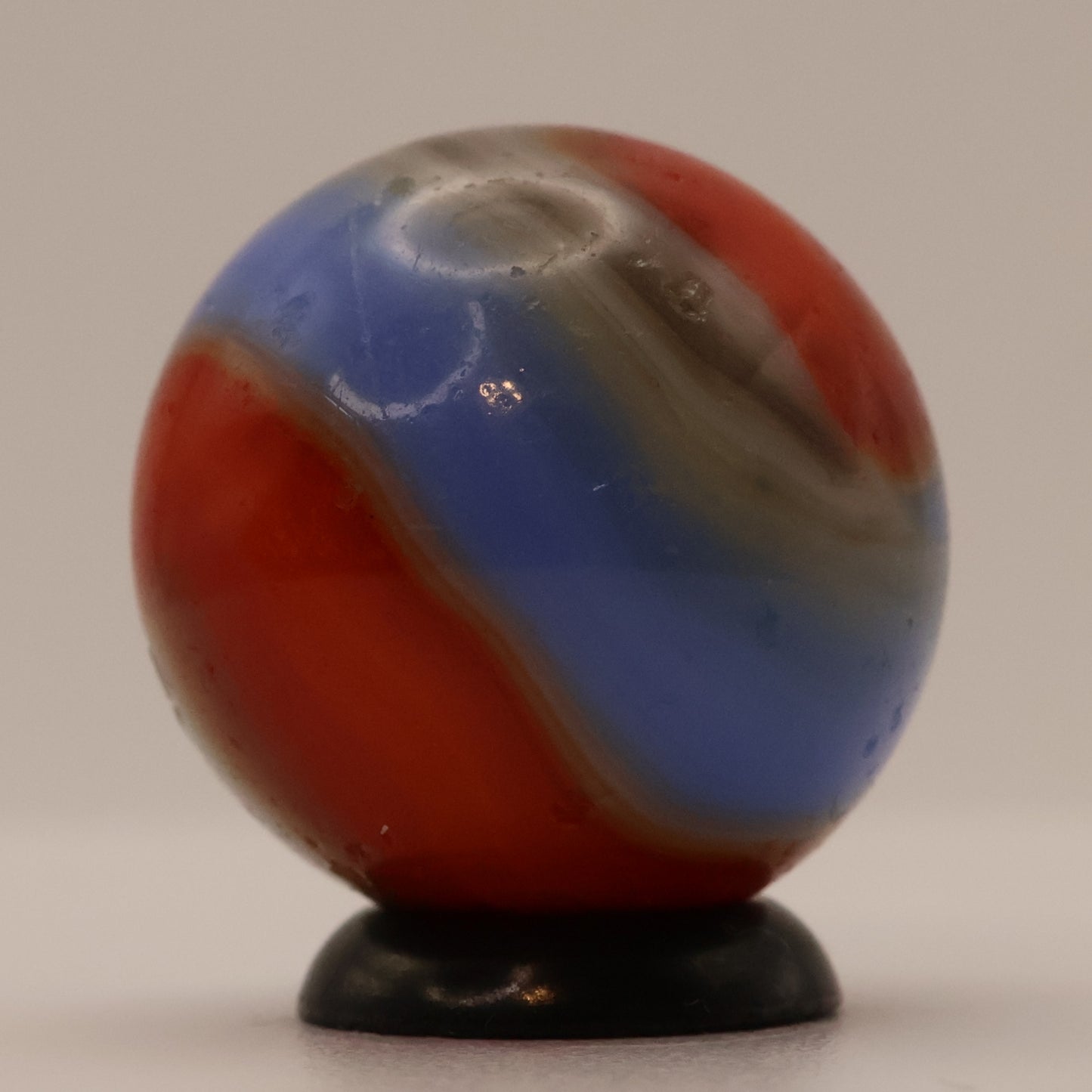 3/4" Akro Agate Marble Special Corkscrew, Red, Blue, Tan NM