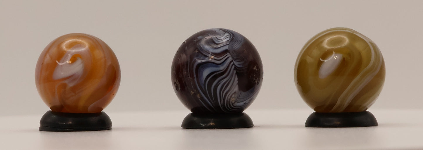 5/8" 3pk of Slag Marbles, Purple & Amber NM-M