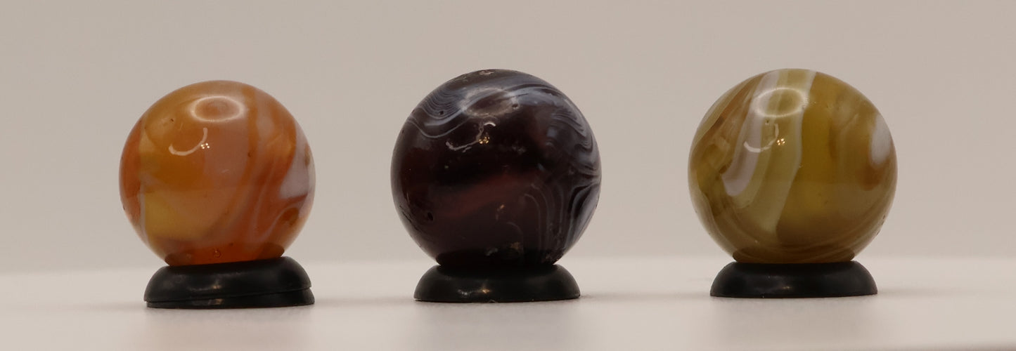 5/8" 3pk of Slag Marbles, Purple & Amber NM-M