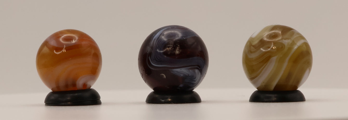 5/8" 3pk of Slag Marbles, Purple & Amber NM-M