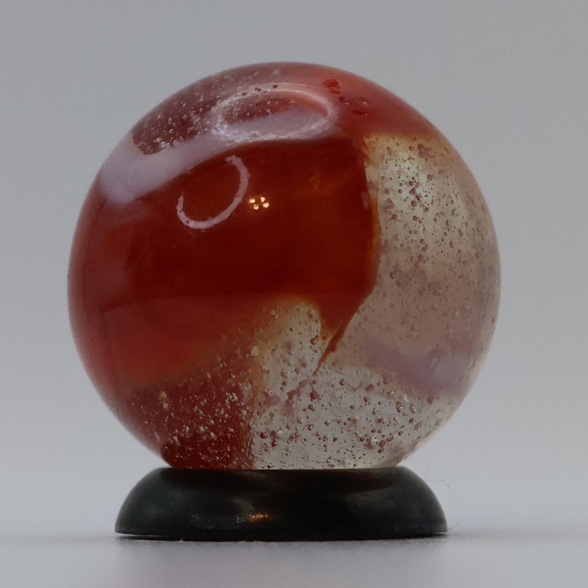 11/16" Peltier Rainbo Marble Clear based Red & White  NM++