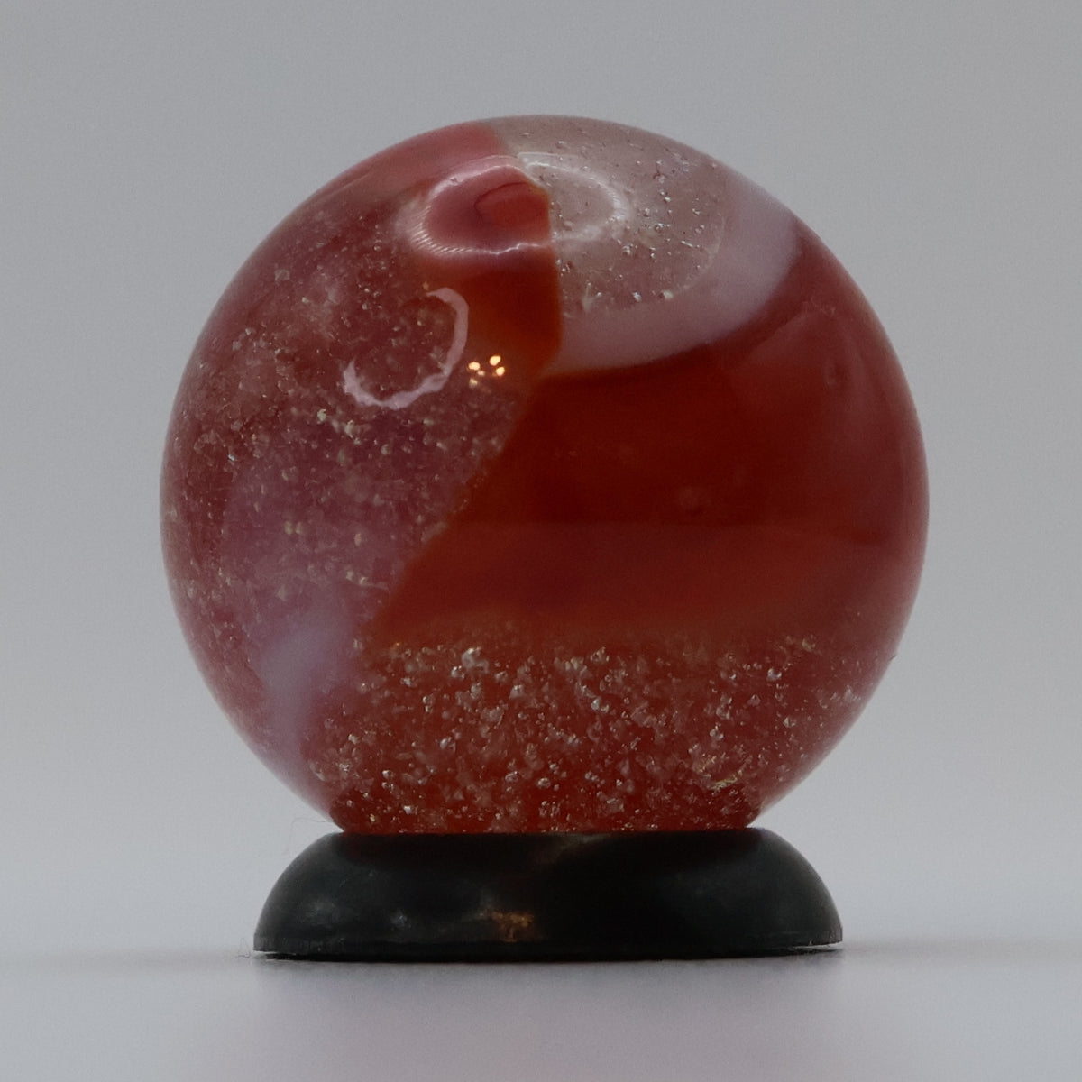 11/16" Peltier Rainbo Marble Clear based Red & White  NM++