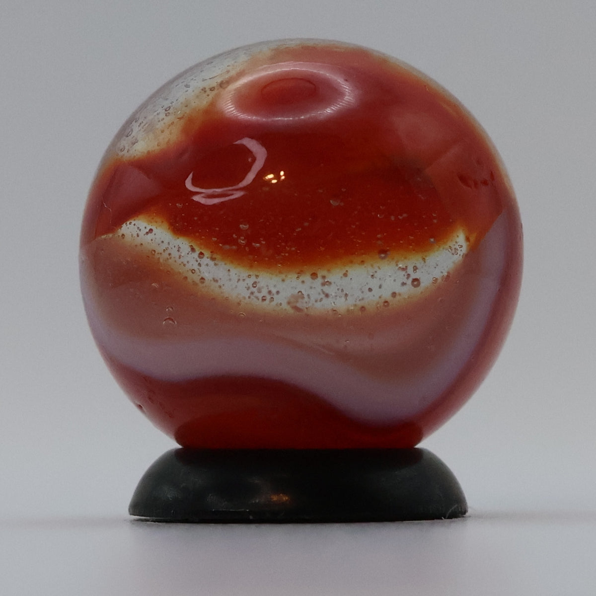 11/16" Peltier Rainbo Marble Clear based Red & White  NM++
