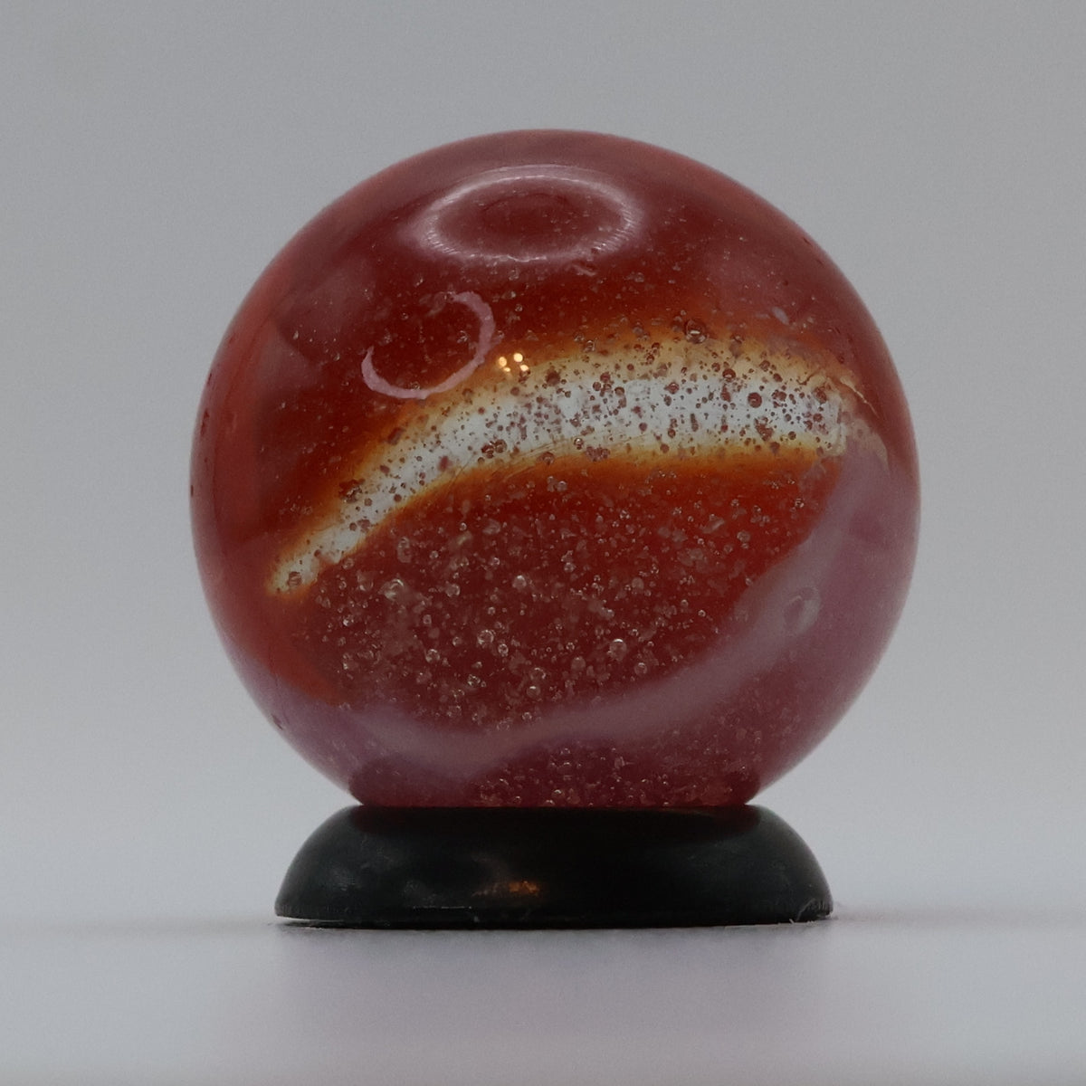 11/16" Peltier Rainbo Marble Clear based Red & White  NM++