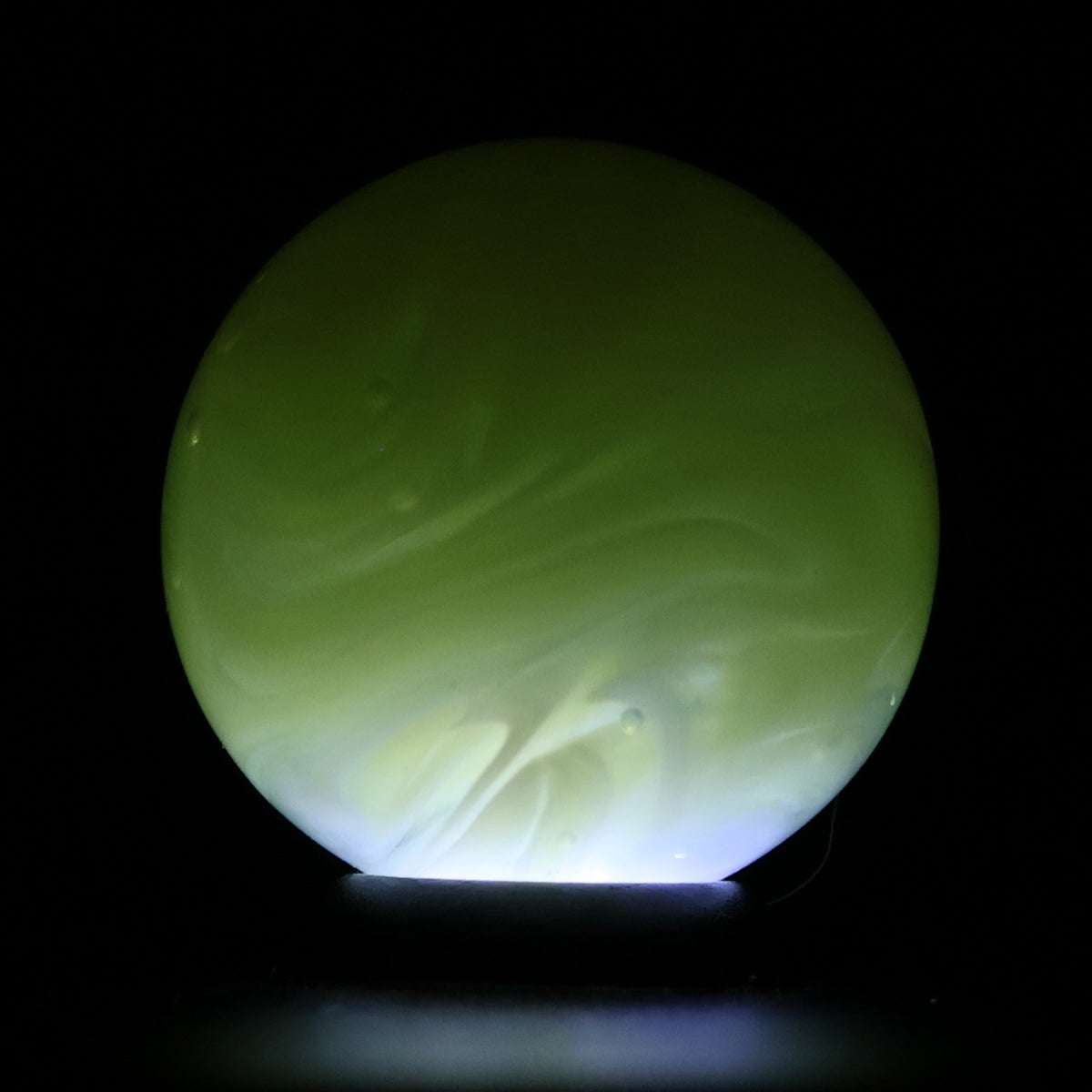 3/4" Translucent Green Swirl Marble Busy Pattern - Pink UV! MINT