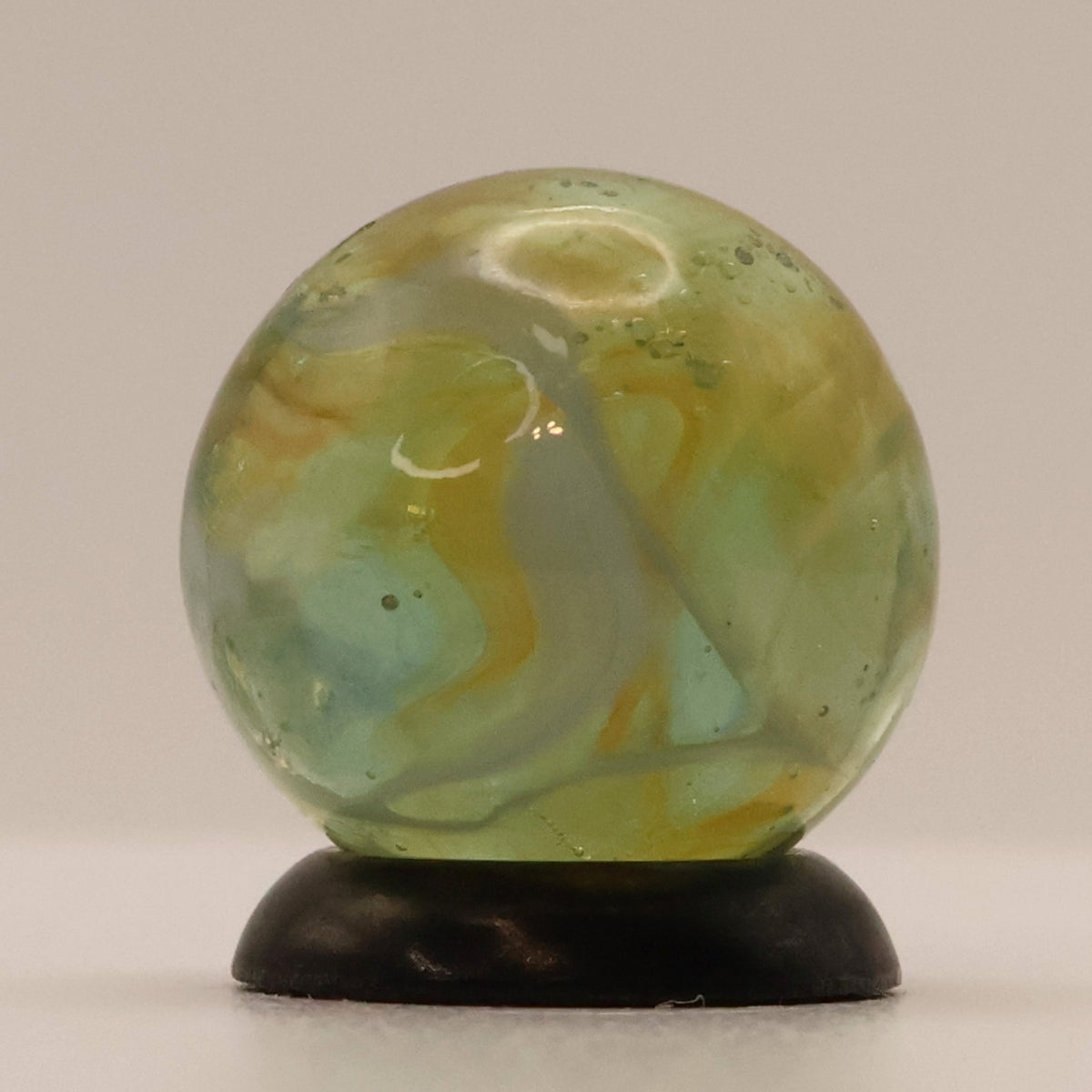 9/16" Clear & Yellow Swirl Marble UV MINT