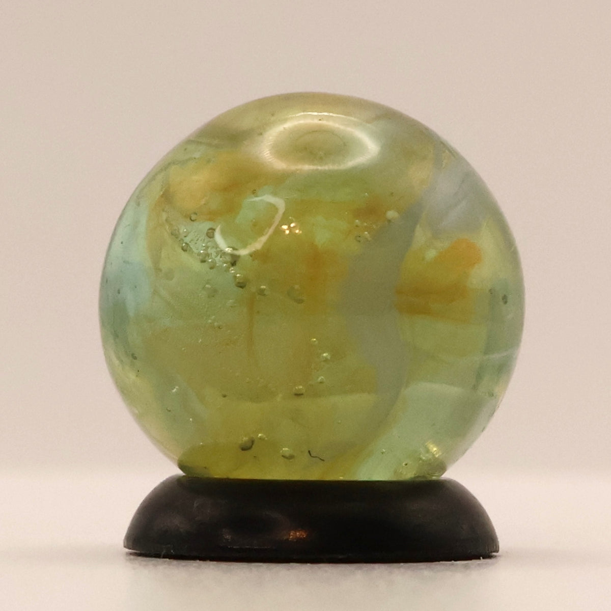 9/16" Clear & Yellow Swirl Marble UV MINT
