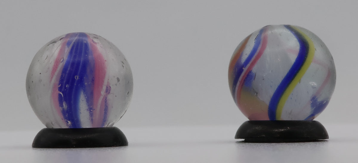 Pair of 9/16" Handmade German Swirl Marbles NM