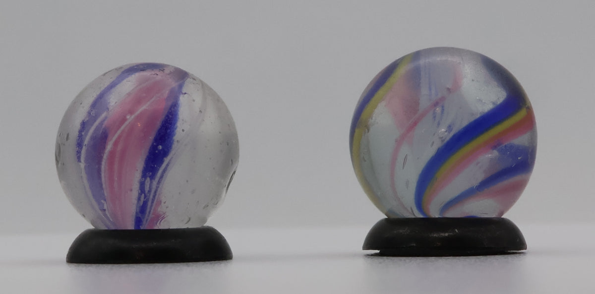 Pair of 9/16" Handmade German Swirl Marbles NM