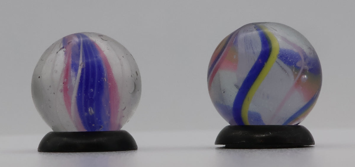 Pair of 9/16" Handmade German Swirl Marbles NM