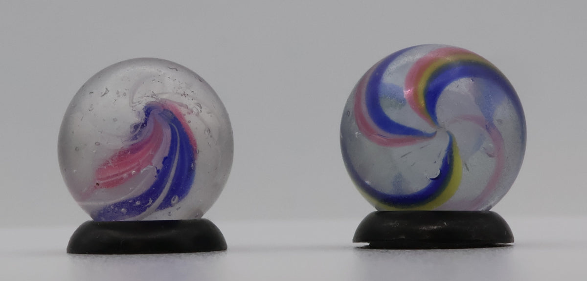 Pair of 9/16" Handmade German Swirl Marbles NM