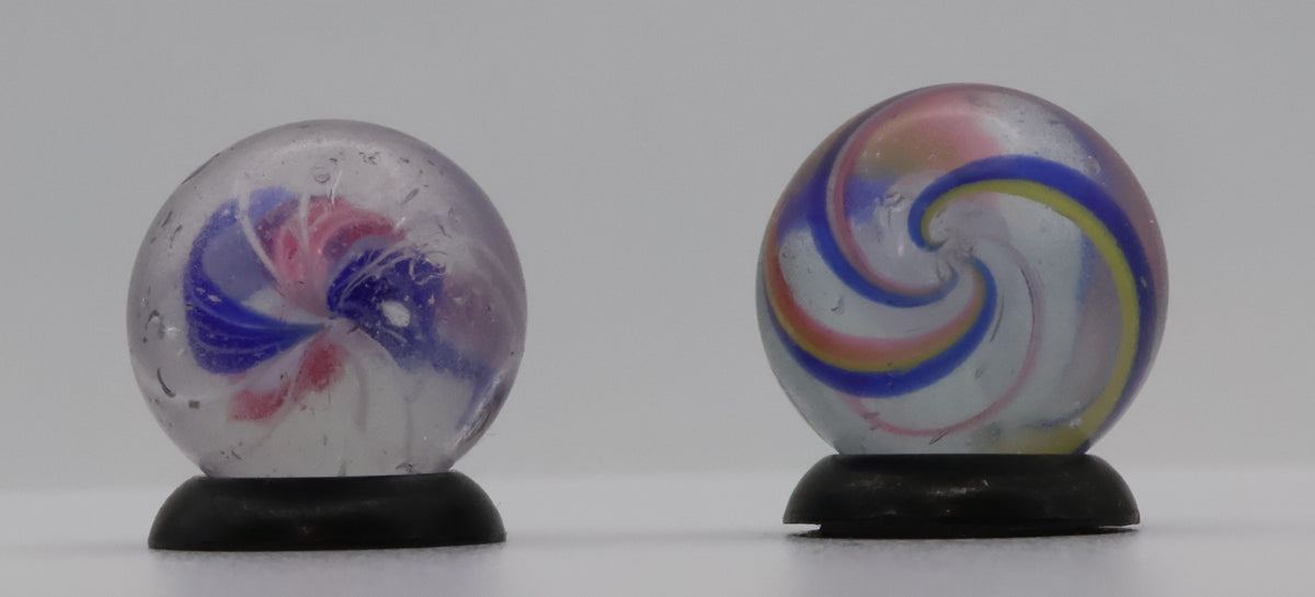 Pair of 9/16" Handmade German Swirl Marbles NM