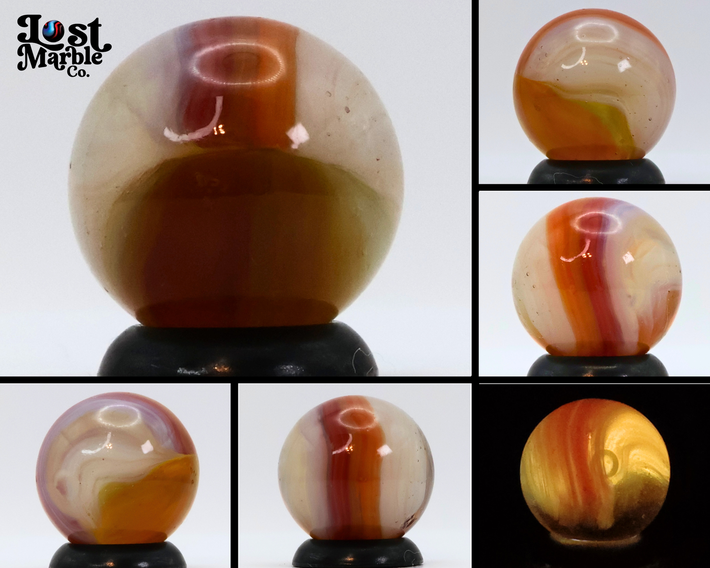 5/8" Vitro Agate Helmet Marble Gorgeous Colors! Manganese UV NM+