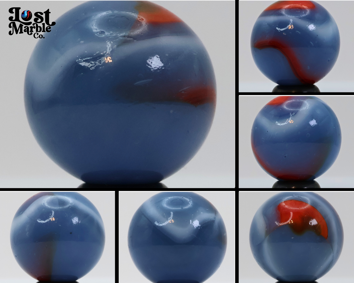 7/8" Peltier Rainbo Marble Blue White Orange Shooter NM+