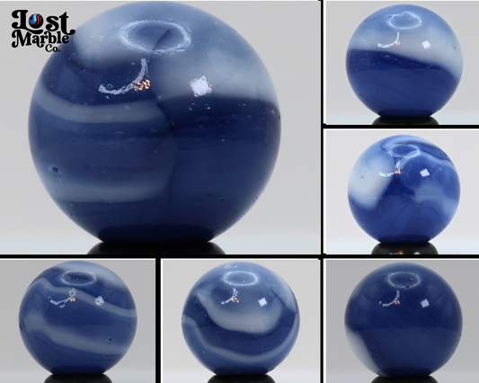 7/8" Peltier Rainbo Marble Translucent Blue & White NM+ Shooter