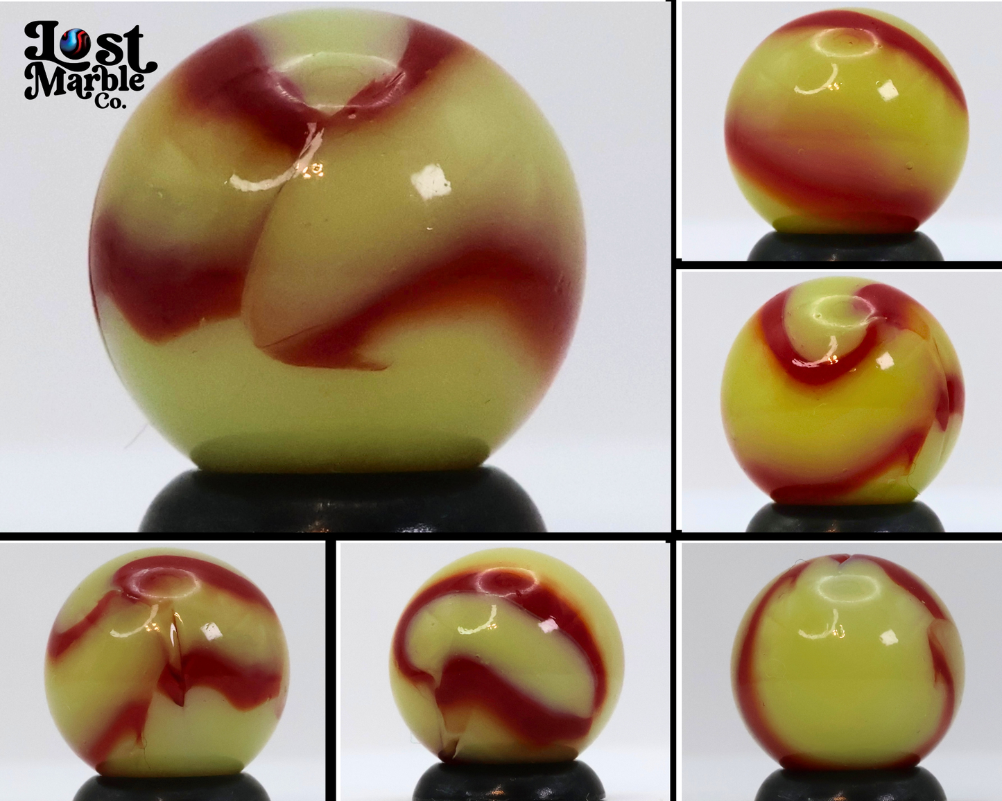5/8" Peltier National Line Rainbo Marble Red Bee NM+