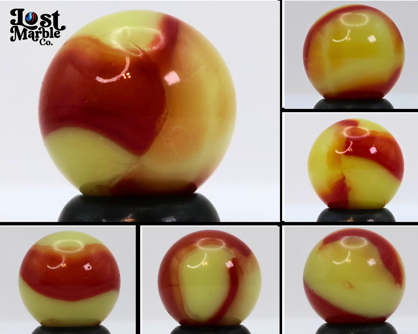 5/8" Peltier National Line Rainbo Marble Red Bee NM+