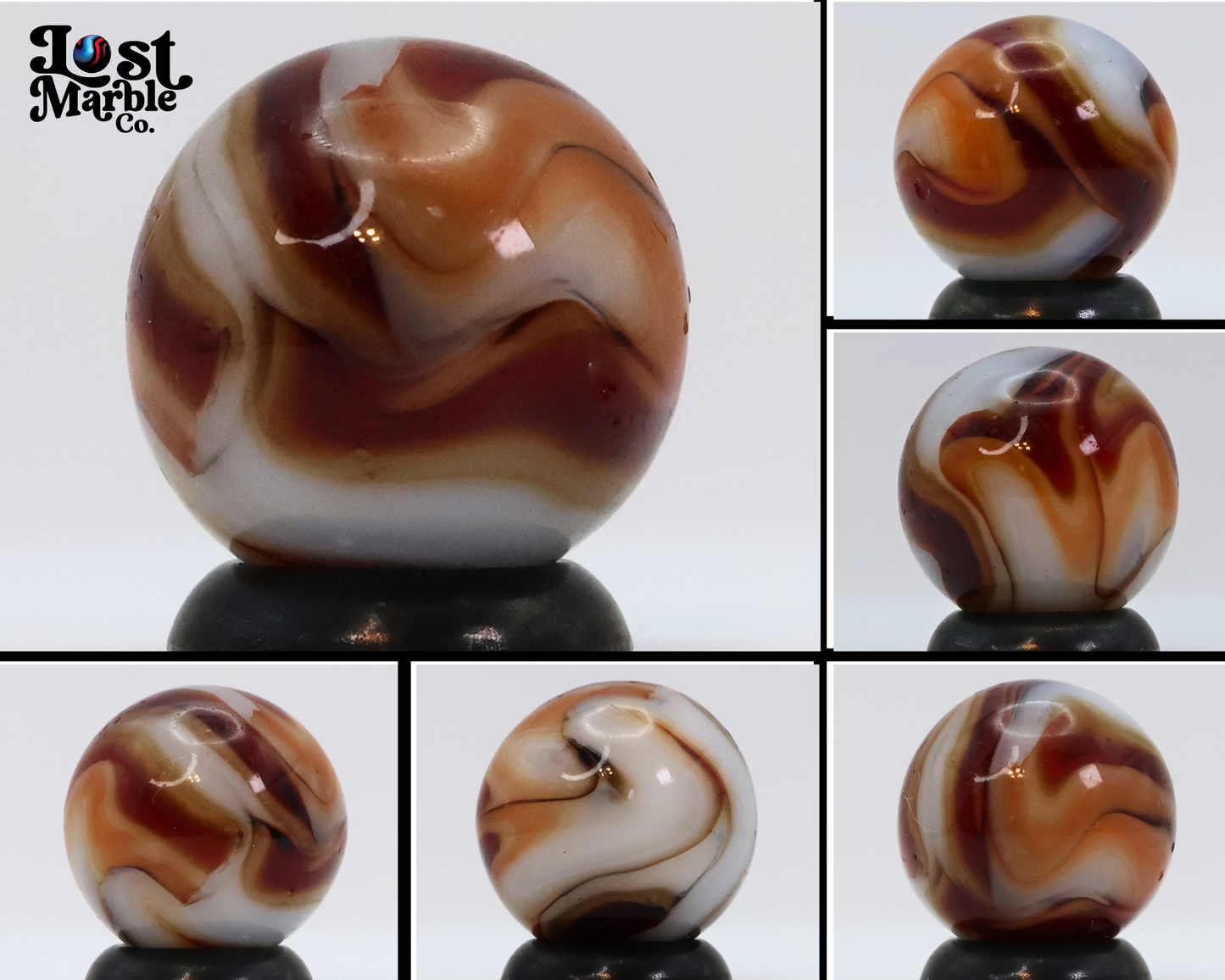 5/8" Swirl red & peach Marble NM+