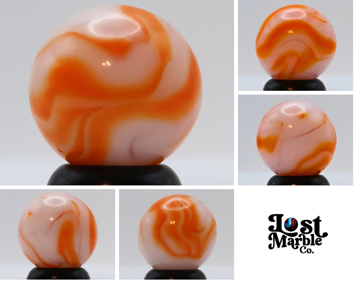 5/8" Swirl Marble Orange & White M-