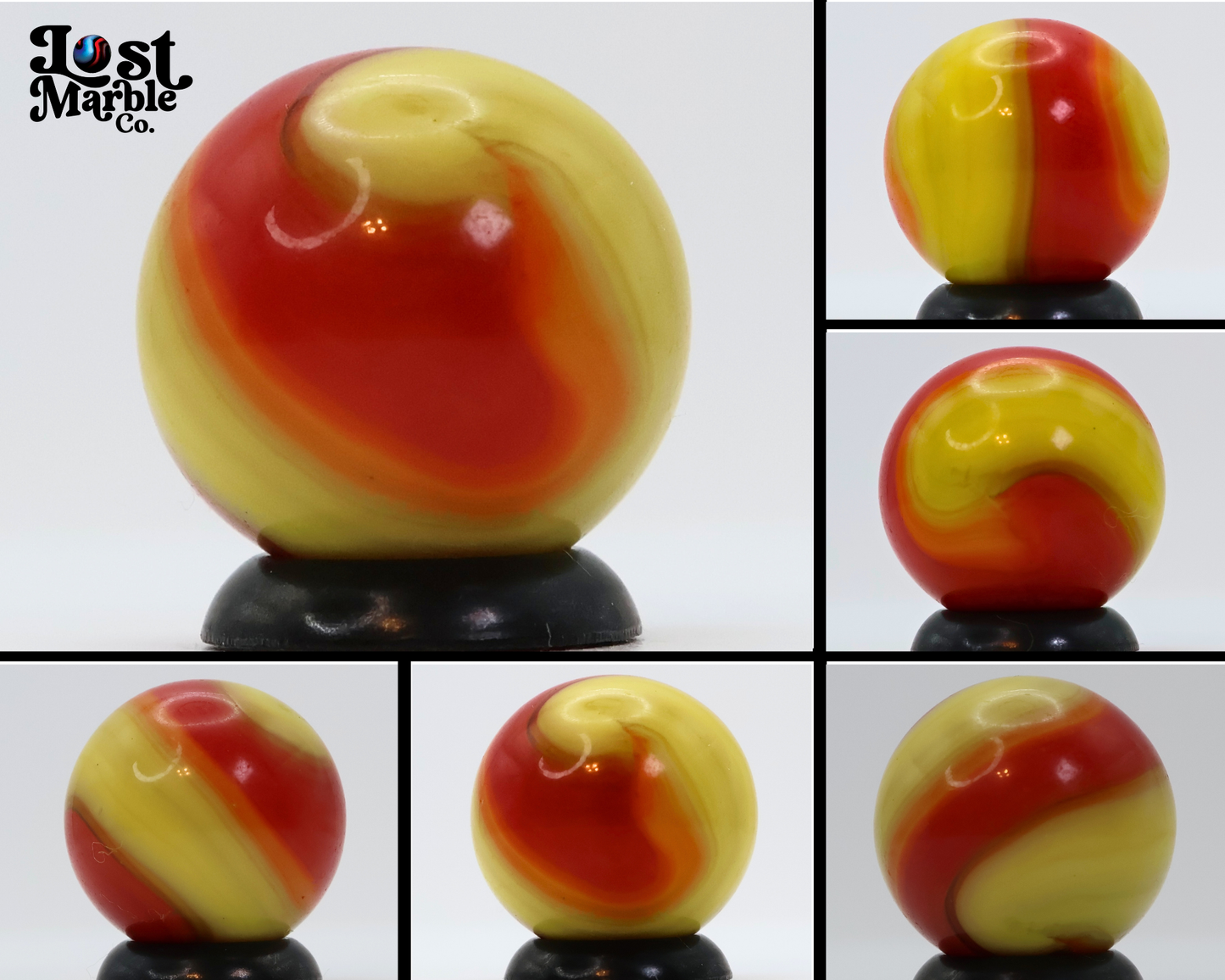 5/8" Akro Agate Special Corkscrew marble, Ketchup & Mustard M-