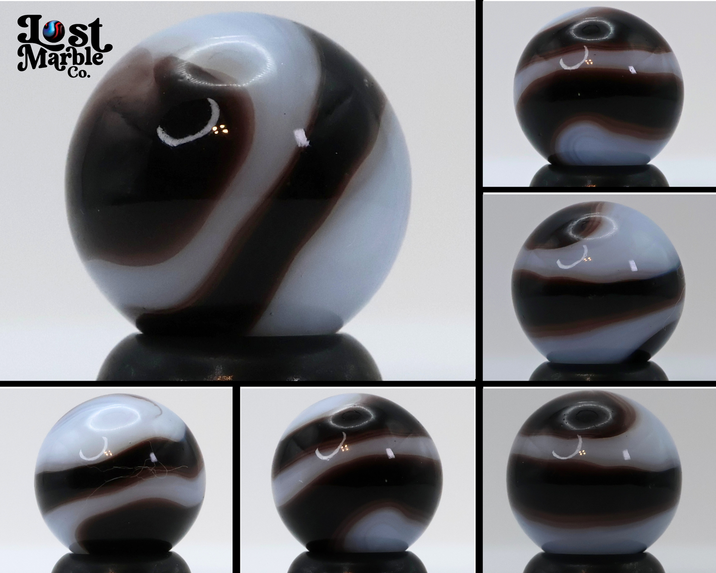 5/8" Akro Agate Prizename Corkscrew - deep purple & cloudy white NM++