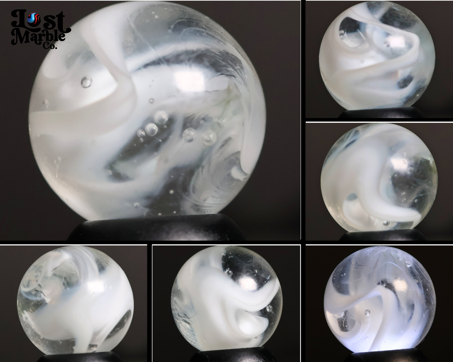 5/8" White Slag Marble MINT