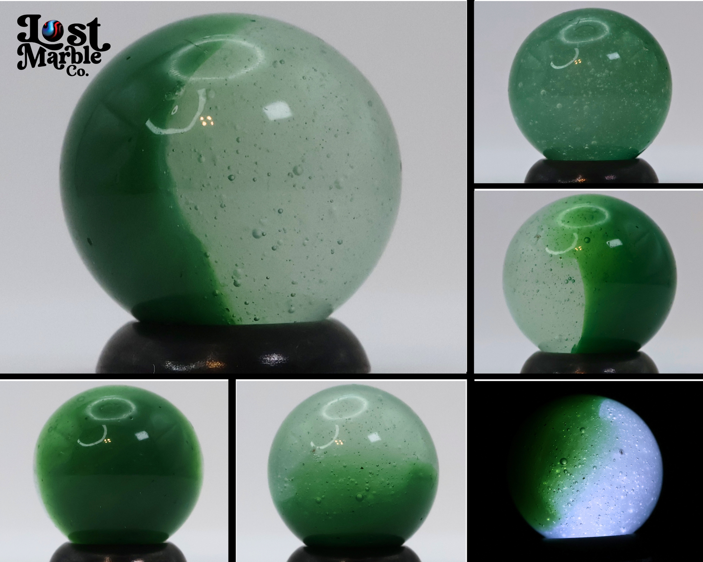 5/8" Akro Agate Mossy Deep Forest Green Patch Marble AV NM+
