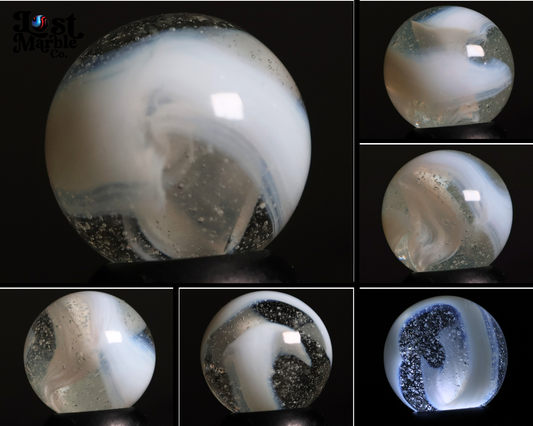 5/8" Clear & White Slag Marble M-
