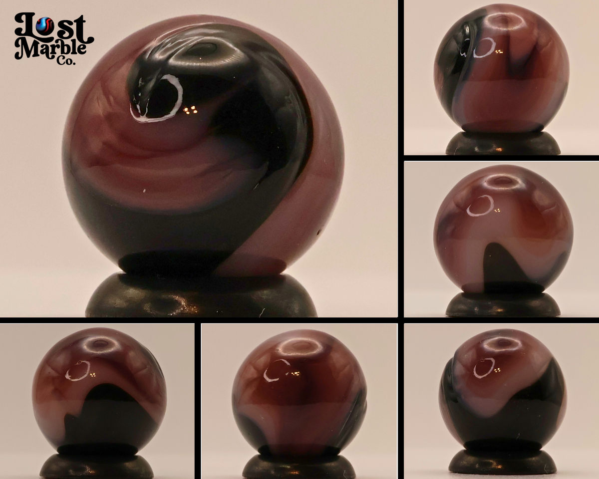 5/8" 9 Pattern Purple & Black small cold crease slag marble MINT