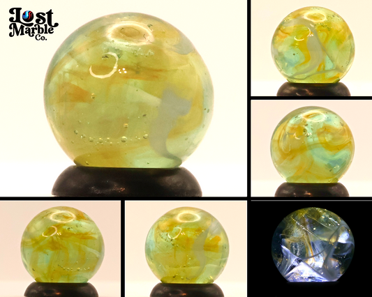 9/16" Clear & Yellow Swirl Marble UV MINT