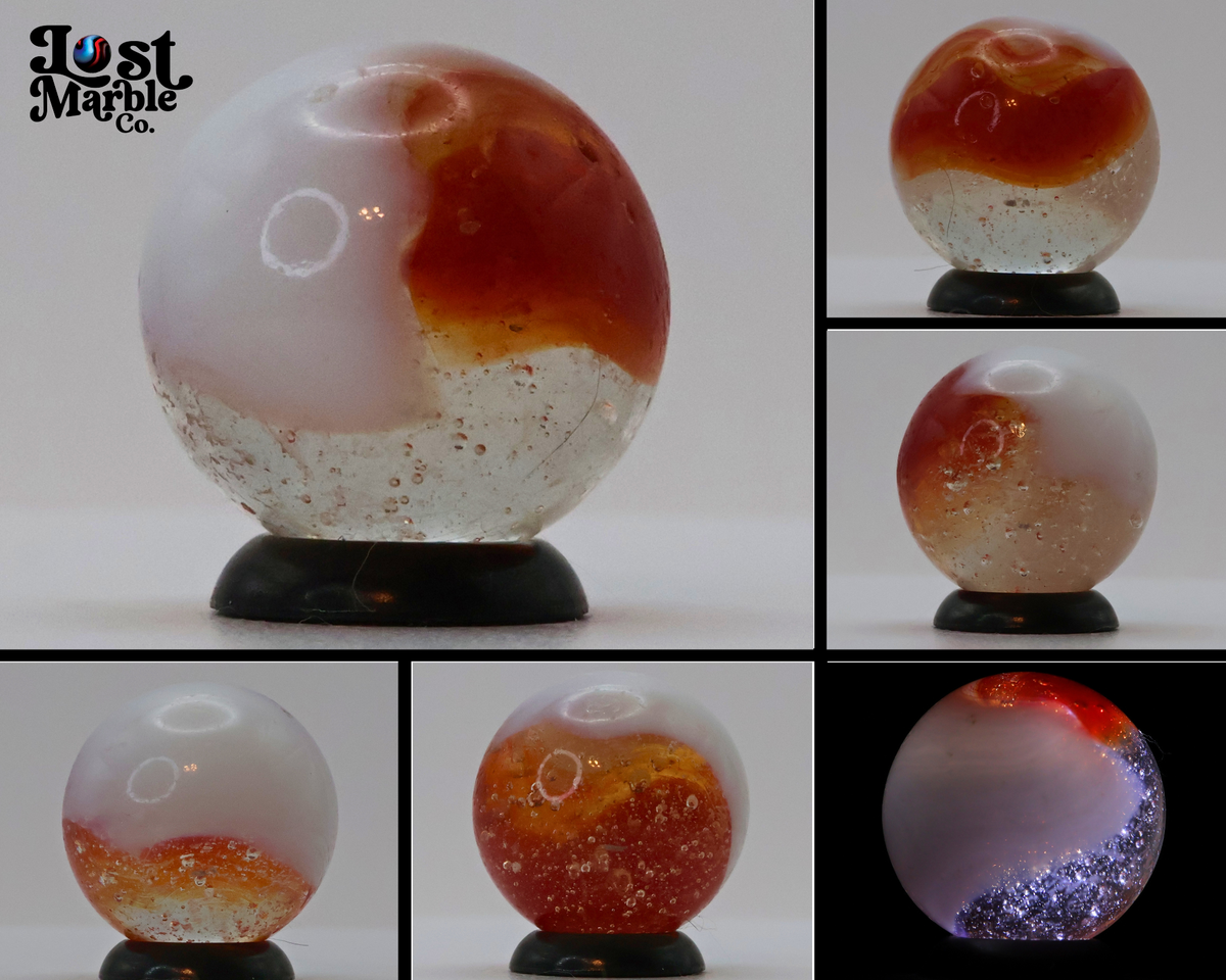 3/4" Peltier Rainbo Marble Bubbly red & white NM