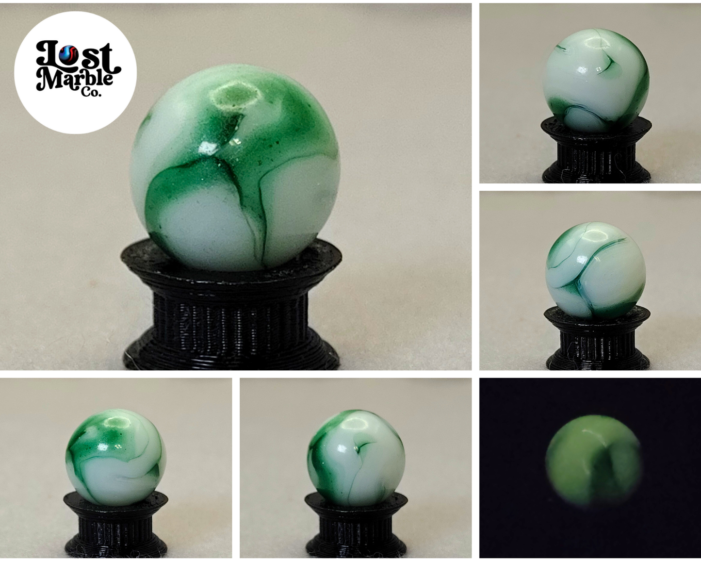 15mm Alley Agate Shimmering Spruce Marble AV! manganese green glow NM+