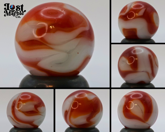 5/8" closer 9/16" Swirl marble Cream & Red Drizzle NM++