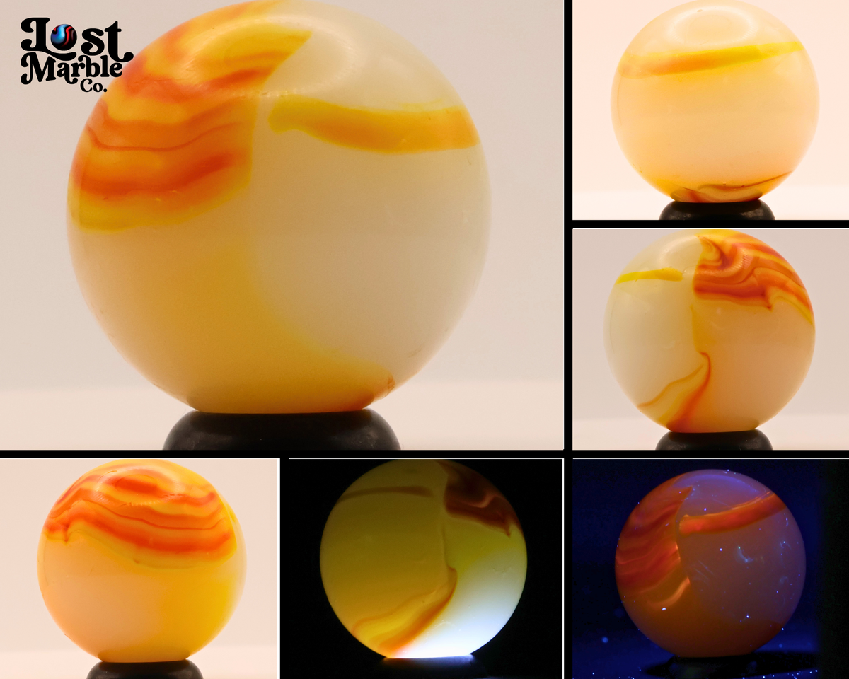 7/8" Peltier Rainbo Citrus Orange & Yellow marble M-