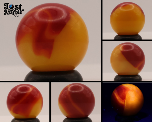 5/8" Akro Agate Royal Patch Marble Red & Orange M-