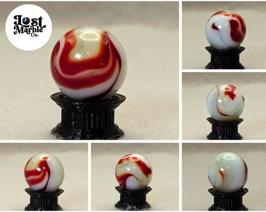 16mm Red & White Swirl Marble, Ravenswood? NM
