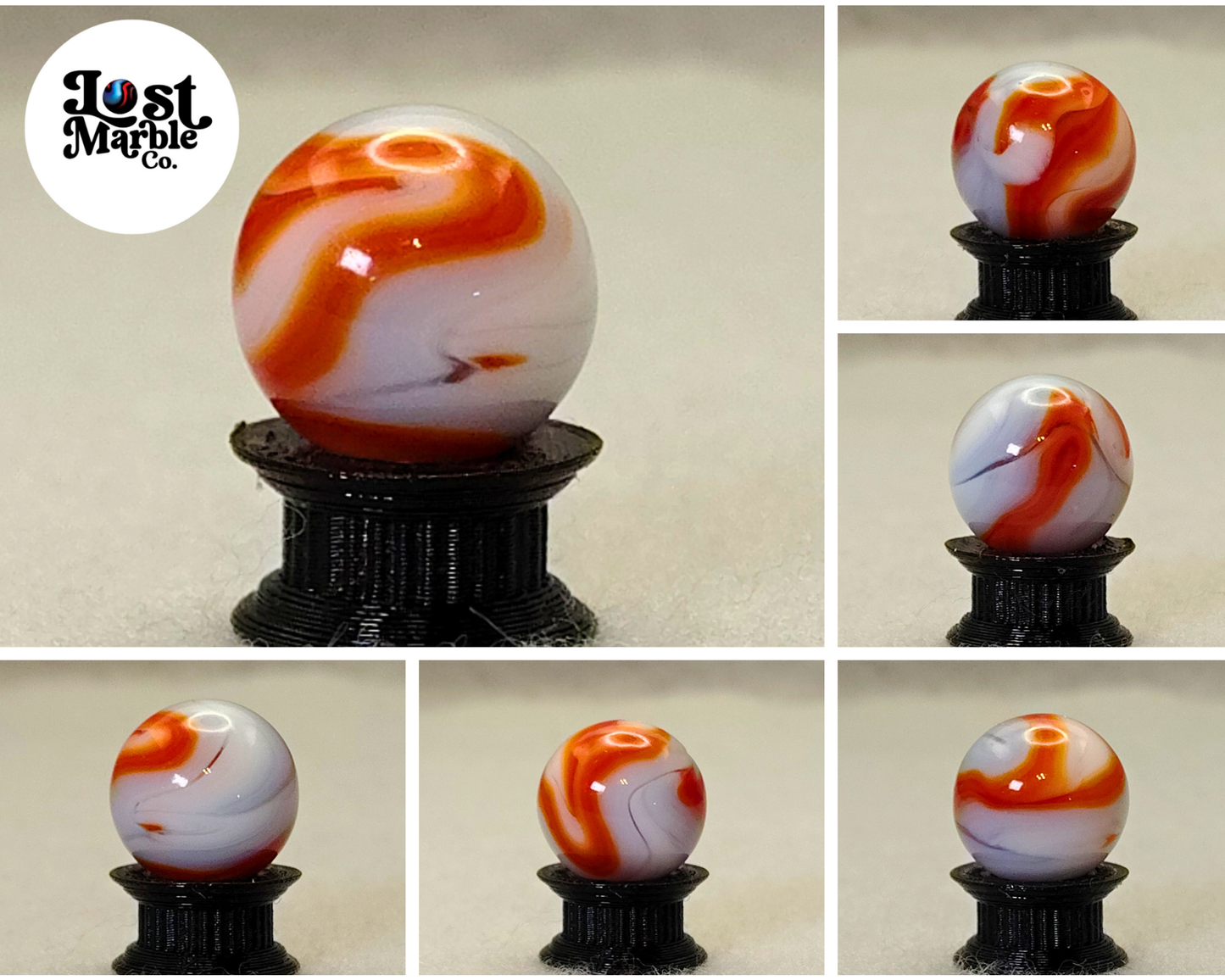 15.5mm Champion? Swirl Marble - Red White & Blue NM++ Small Cold Crease