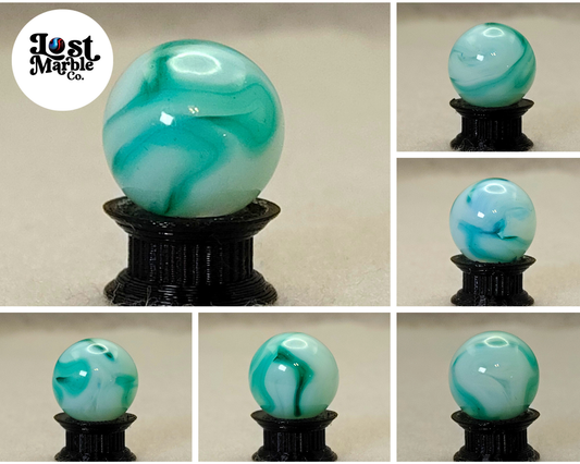 16.5mm Translucent Teal & White Swirl Marble, Ravenswood? Champion? NM+
