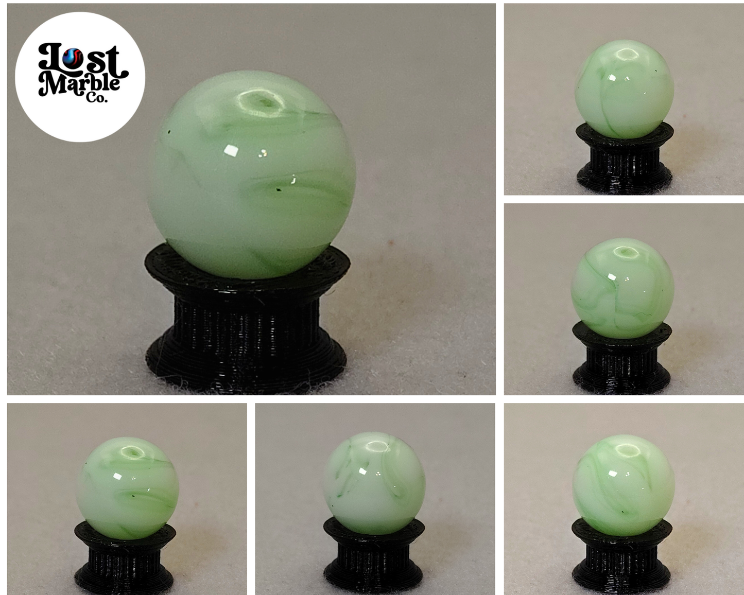 16mm Ravenswood? Swirl Marble Translucent Green & White NM+