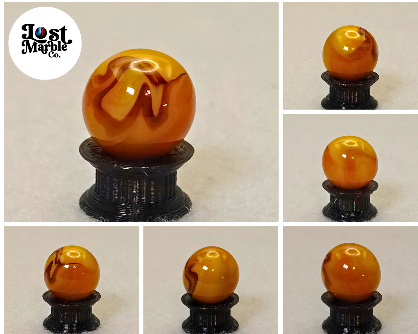 15.5mm Off Round Jabo Swirl Marble Butterscotch NM+