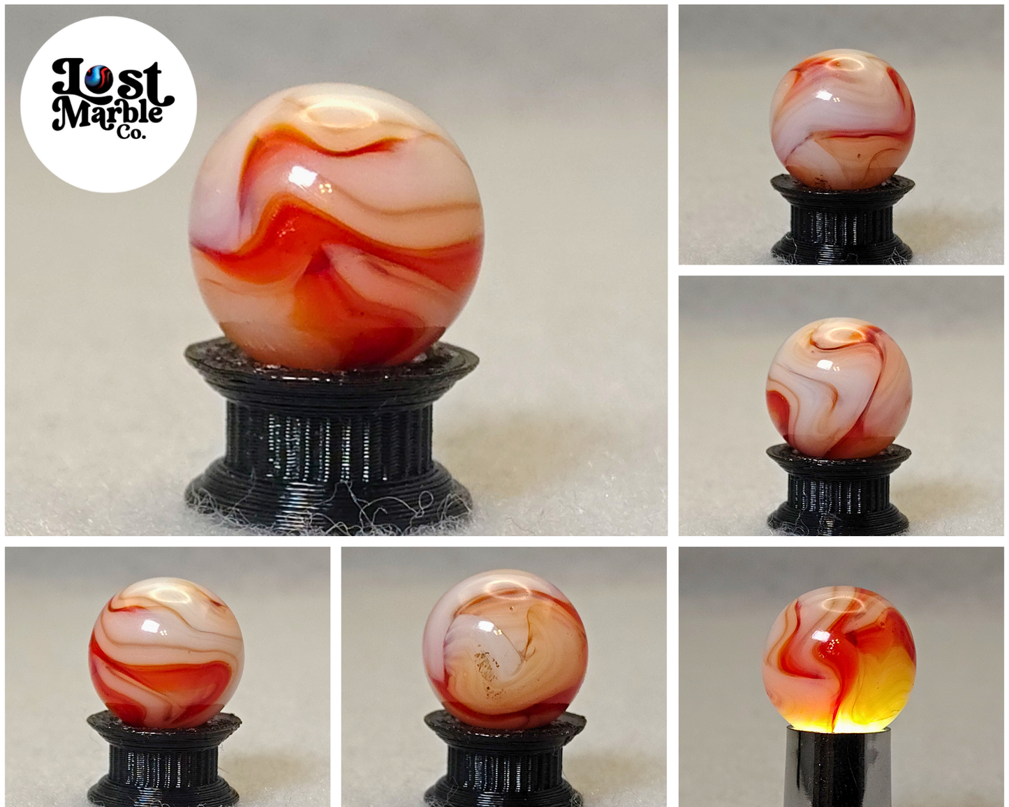 16mm Alley Agate Swirl Marble "strawberry shortcake"? NM-