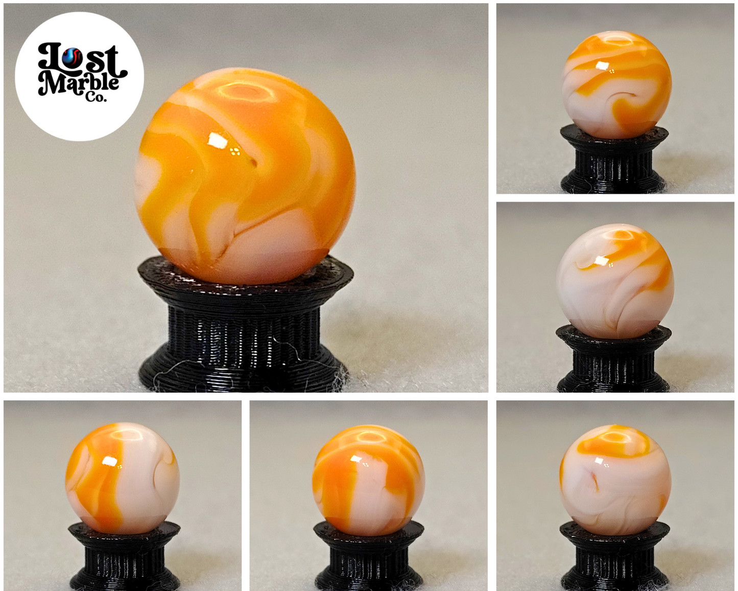 16mm Swirl Marble Orange & White NM+